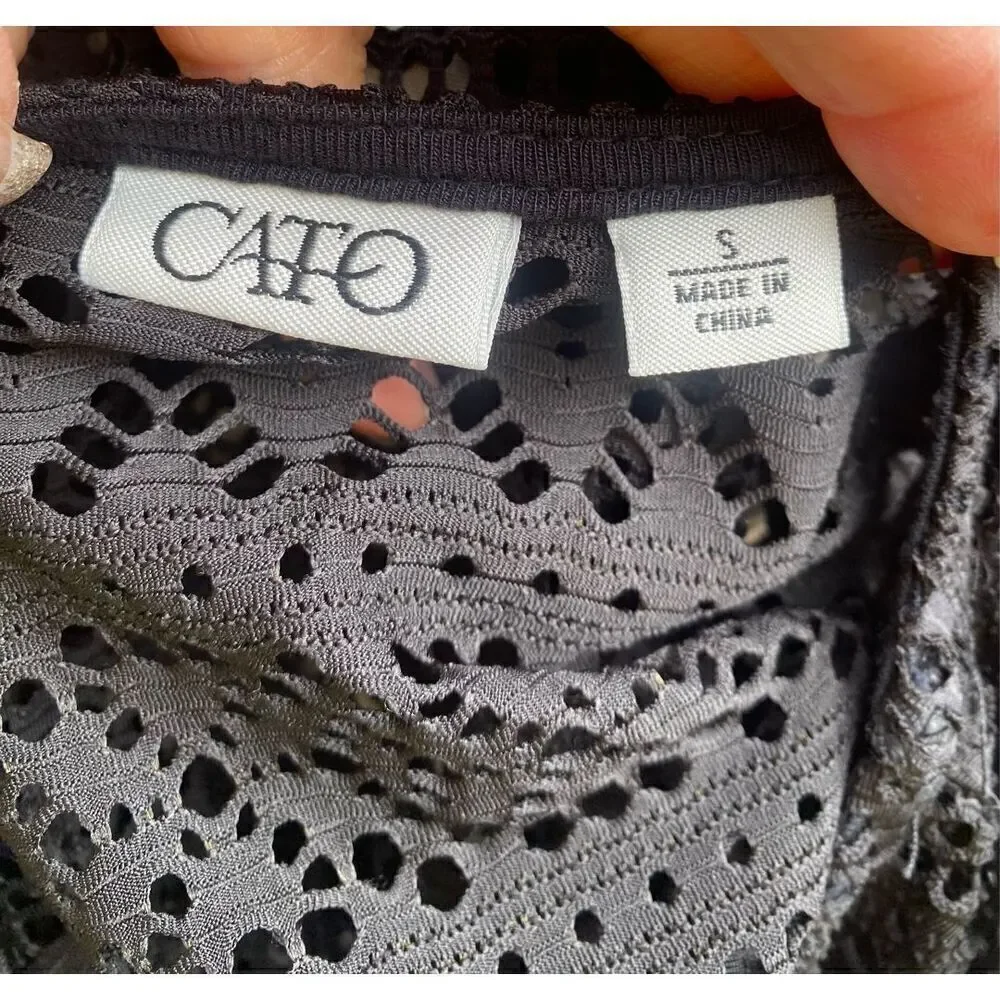 Black Lacer Swim Suite Cover-Up Sz. S by Cato Vacation Beach